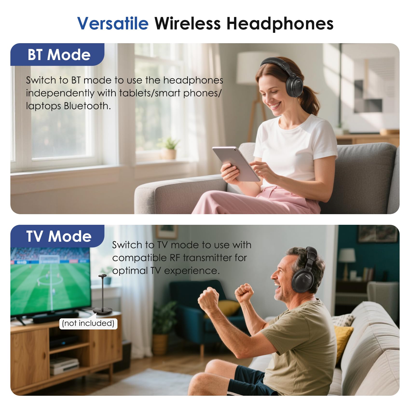 SIMOLIO Ersatz Funkkopfhörer für SM-829D1 Plus und SM-829D2 Plus, zusätzliche Funkkopfhörer für Senioren