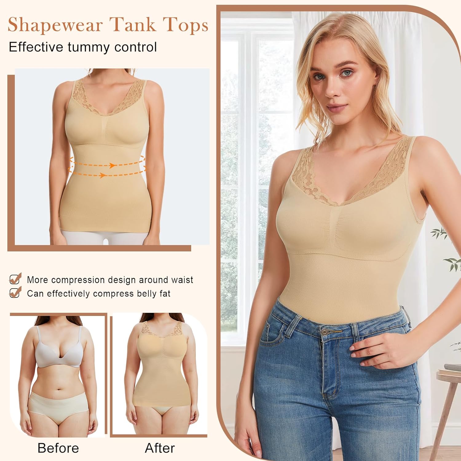 Strapless Shapewear Tank Tops for Women Tummy Control Compression Tanks Shaper Cami Slimming Camisole - Image 4