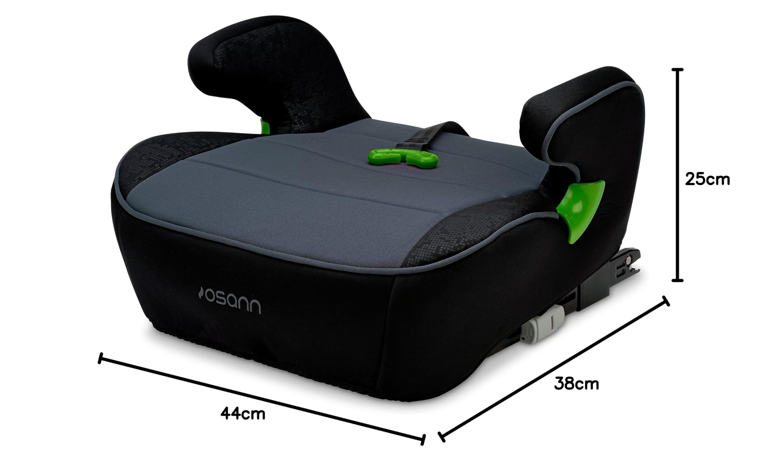 Osann Junior Isofix Gurtfix Sitzerhöhung Auto Kinder 126-150 cm Gurtfix-Technologie ergonomischer Sitzfläche Kindersitzerhöhung ab 6 Jahre Pixel Black
