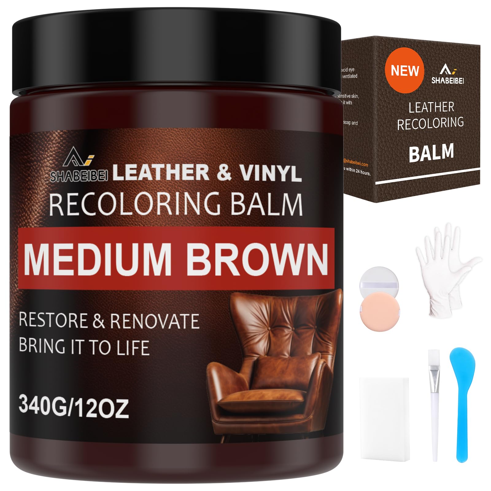 Leather Scratch Repair Balm-Leather Color Restorer for Couches Leather Scratch Remover for Carseat Boots Leather Couch Scratch Repair Couches (Medium Brown)