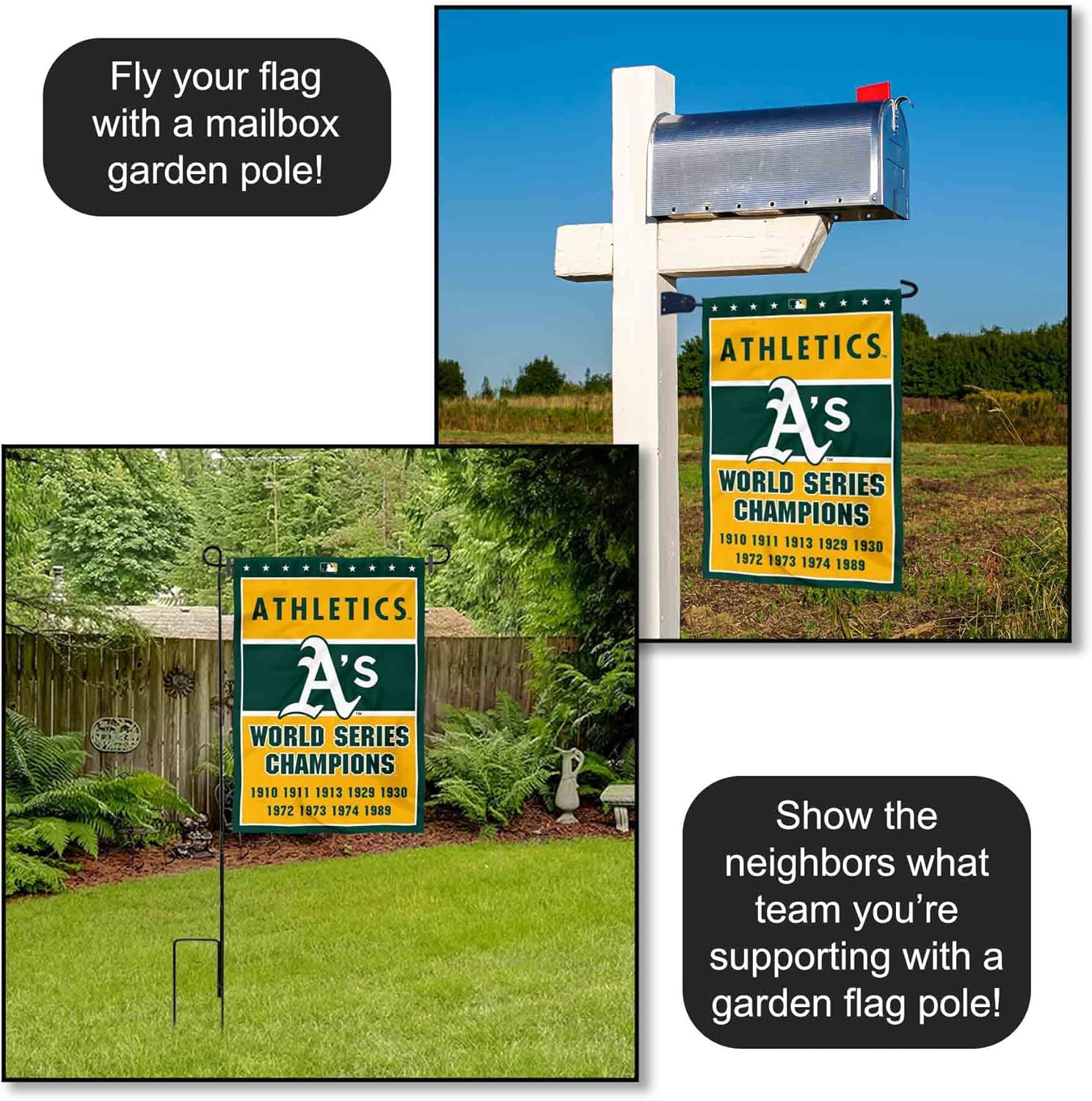 Oakland Athletics 9-Time World Series Champions Double Sided Garden Flag - Image 4