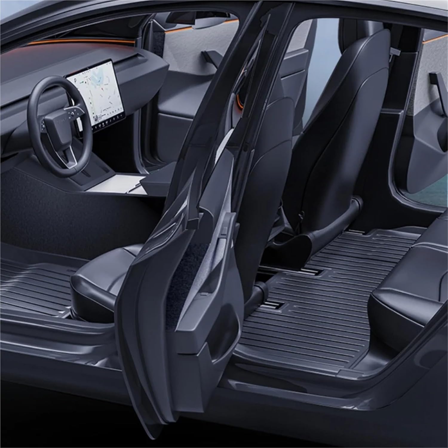 Compatible for Tesla Model 3 Highland TPE Floor Mats, Set Floor Liners 2024 2025 Interior Accessories(Trunk 5pcs)