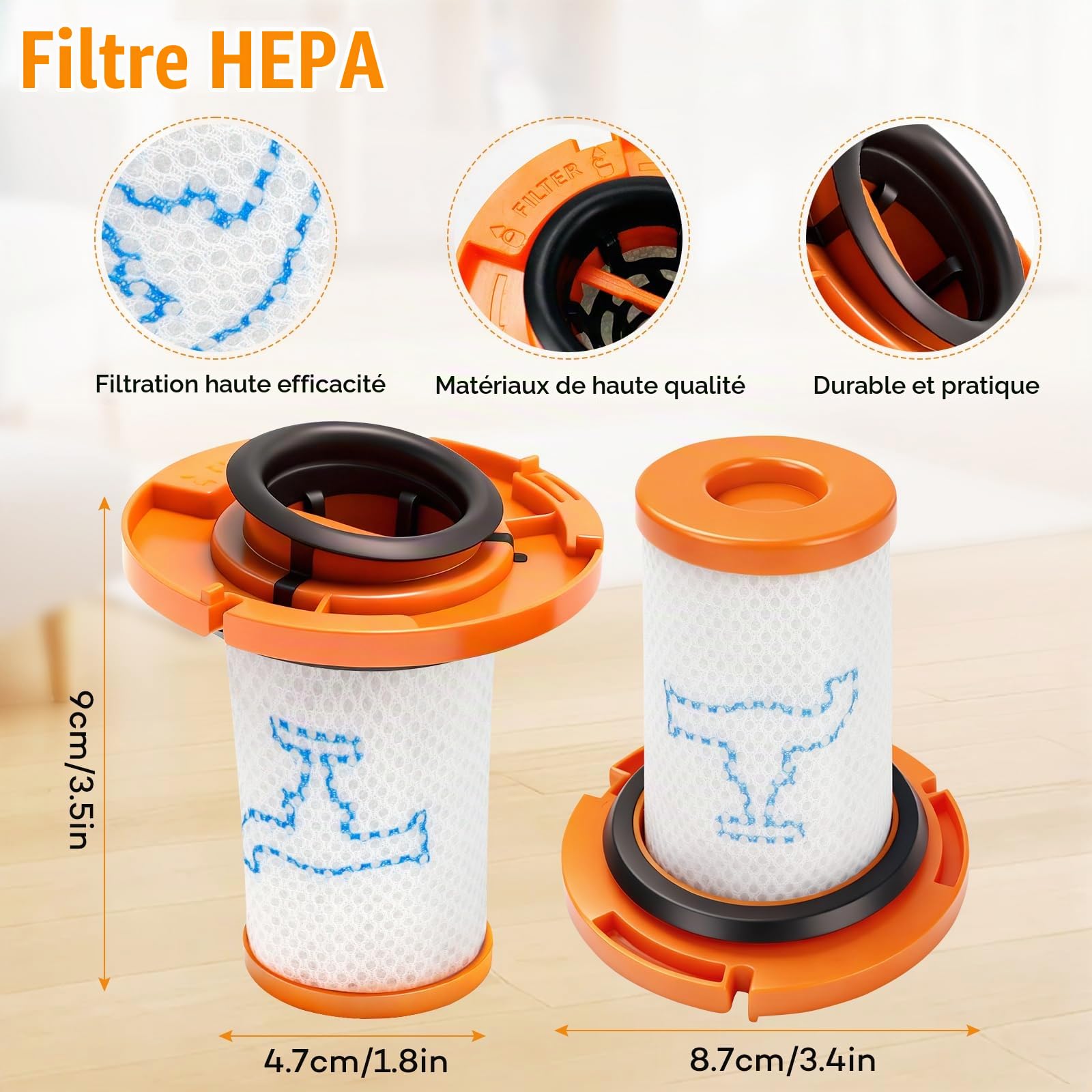ZR009014 Lot de 3 filtres HEPA + 1 brosse de nettoyage, compatible avec aspirateur Rowenta X-Force Flex 13.60 12.60 14.80 16.60, filtre de rechange pour Rowenta