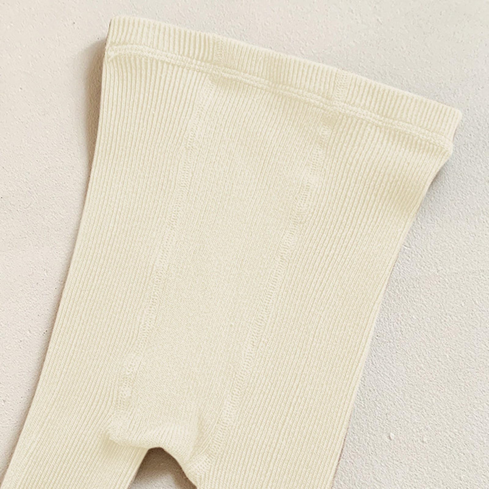 Collant da bambina in cotone con design a treccia come comodi leggings per la scuola per bambini (beige, 12-24 mesi)