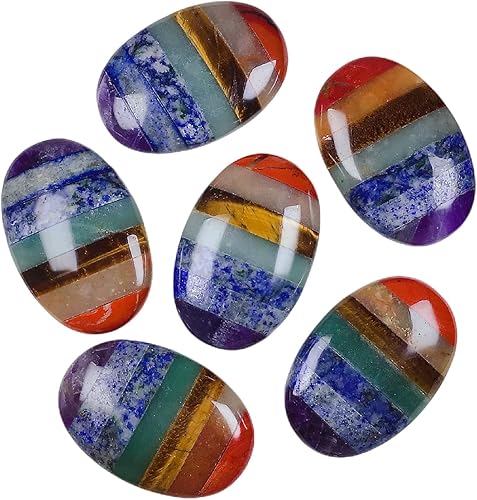 Miniatura 3 de Piedra de preocupación de la palma de cristal ovalada pulida para la ansiedad Reiki Palm Stone para la meditación, 7 chakras