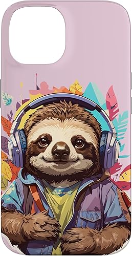 Miniatura 4 de Carcasa divertida para iPhone 13 Pro Sloth Listening To Music para amantes de los perezosos