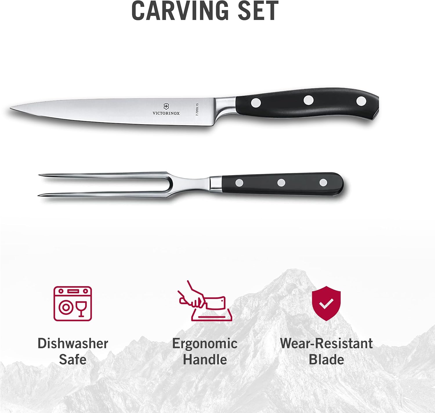 Victorinox Grand Maitre Carving Set - Knife Set for Kitchen Accessories - Includes Cooking Knife & Carving Fork - Premium Kitchen Utensils - 2-Piece Set