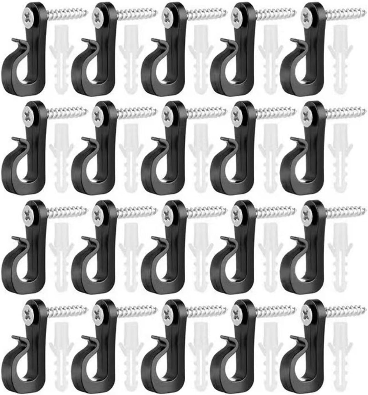 Outdoor Lighting Hooks 120Pcs with Screw Lights Hook Plastic Hooks Hanging Indoor and Outdoor(Black)