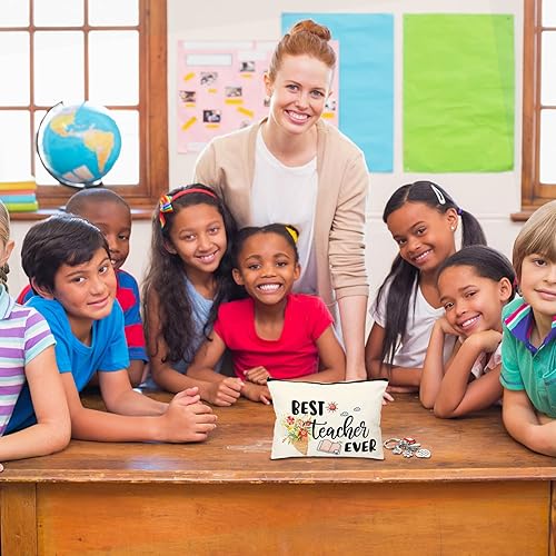 Miniatura 7 de Fumete Juego de regalos de agradecimiento para profesores para mujeres, bolsa de maquillaje con inicial, llavero para regalo de graduación