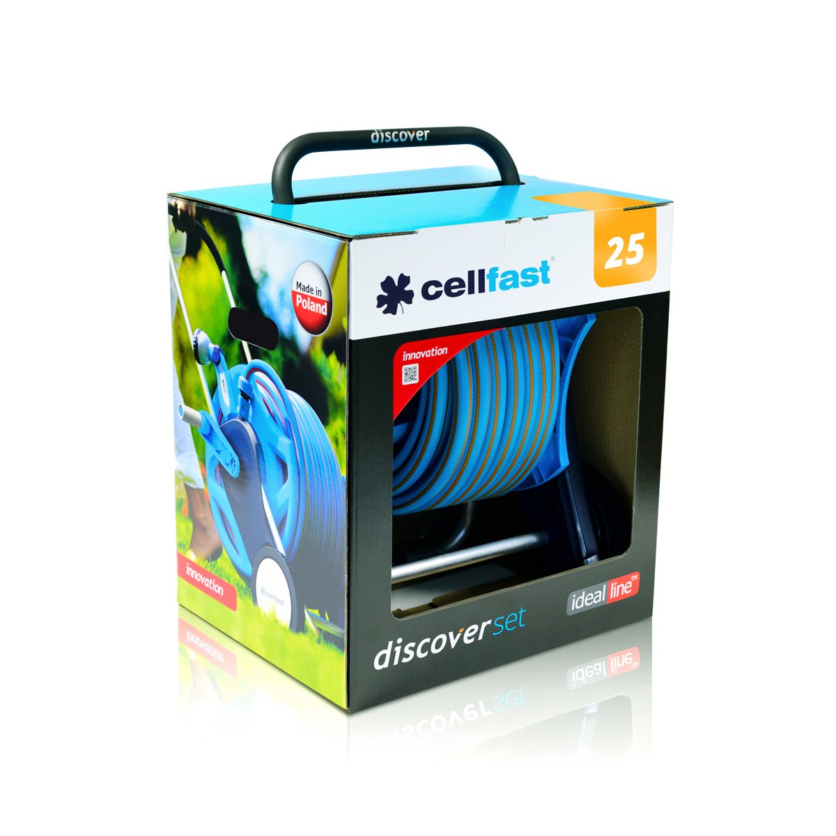 Cellfast Celda rápido 5901828856716 50 ft Soporte de Carrete de Manguera de jardín, Azul, 6 x 6 x 0,1 cm