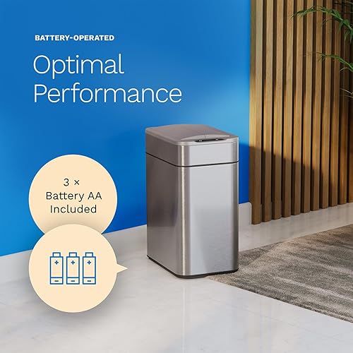 Miniatura 6 de hOmeLabs - Bote de basura de cocina de 13 galones - Tapa retráctil de mariposa con sensor automático, diseño que ahorra espacio, fácil de limpiar