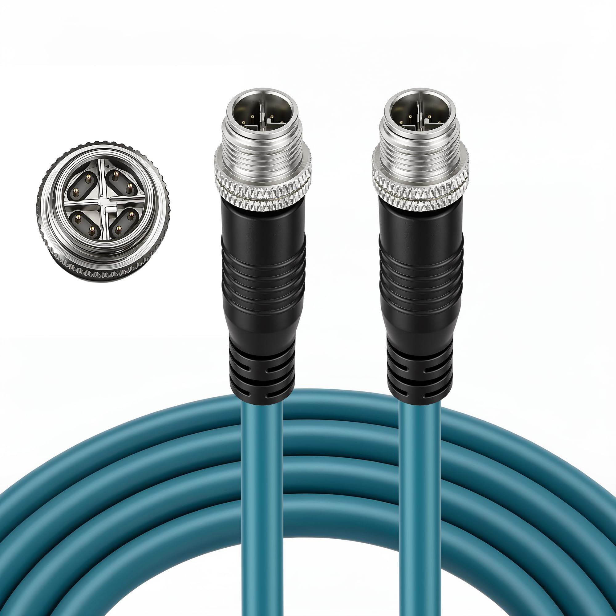 Cavo Ethernet M12, codice X, Cat6, 8 posizioni, ad alta flessibilità, per reti industriali Gigabit Ethernet per applicazioni industriali (8 m)