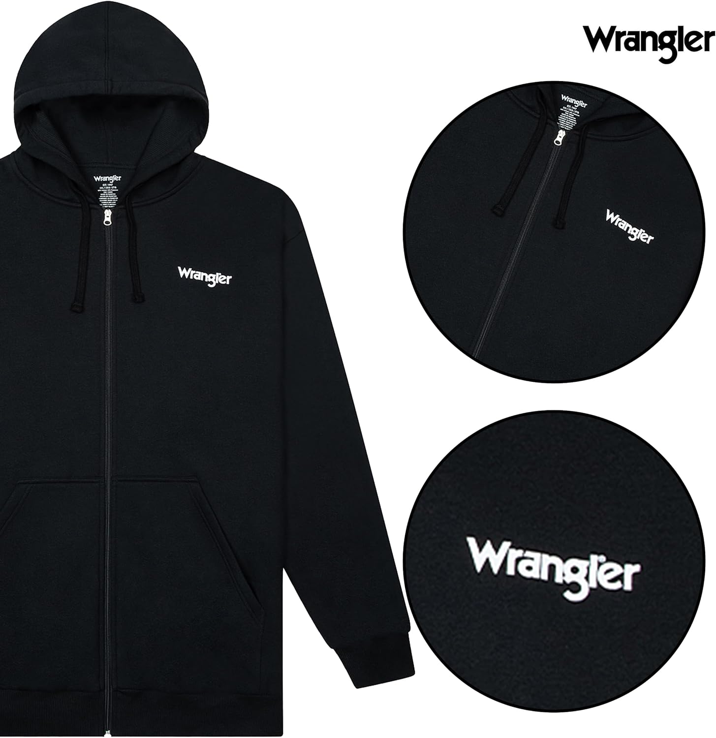 Wrangler Hoodies for Men Big and Tall - Thermal Lined Zip Up Sweatshirt - Image 2