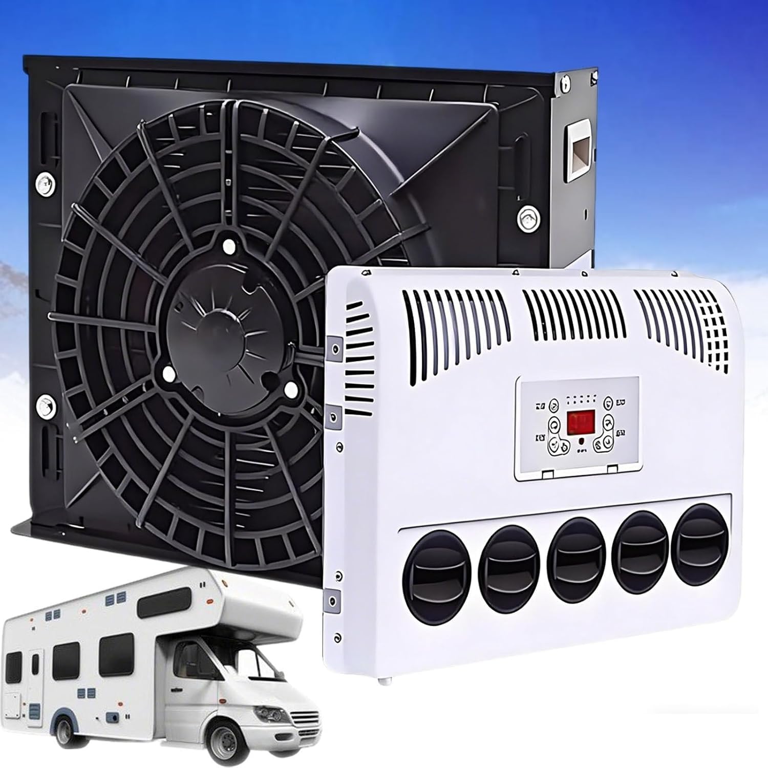 SXXAZLDP Ultra-Quiet Split RV Air Conditioner, Fast Cooling AC Unit for RVs, Vans, Trucks, Campers, Excavators, Farm Vehicles, Cranes