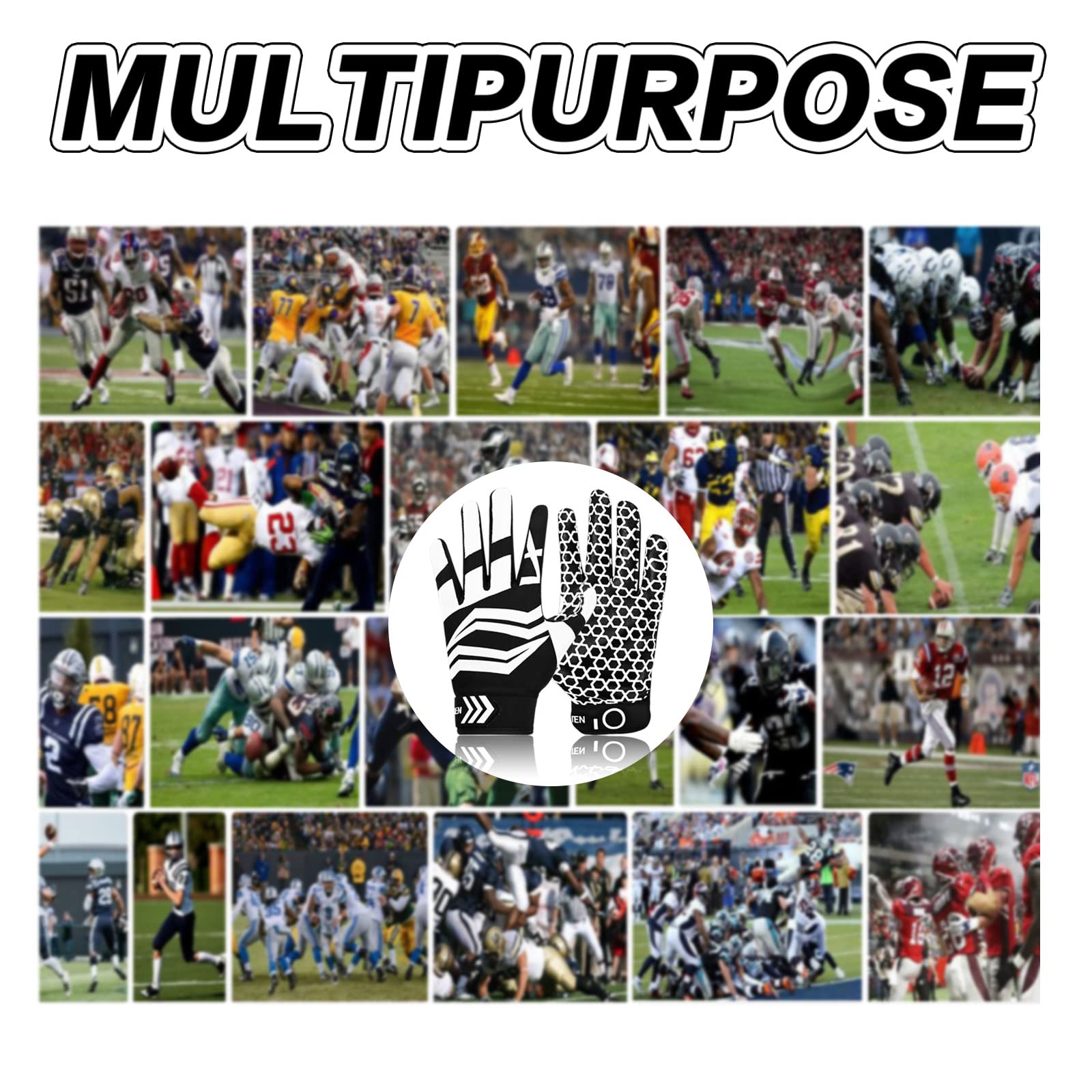 American Football Handschuhe Erwachsener Jugend Herren Gloves Receiver Empfänger Handschuhe Ultra Stick für Sport Fußball