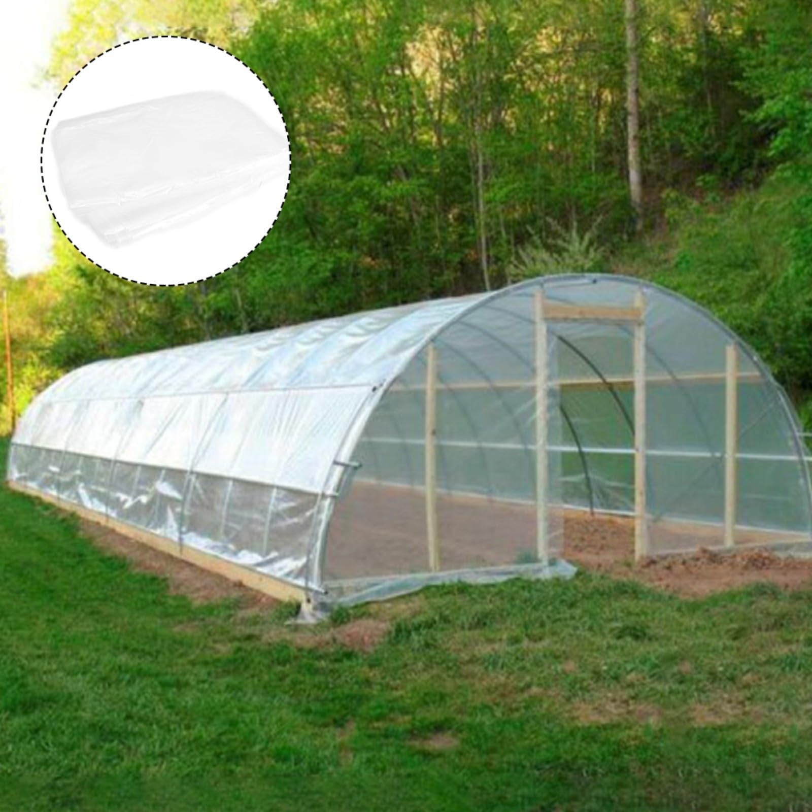 Película de invernadero de plástico transparente para invernadero, lámina de polietileno (4 m x 5 m)