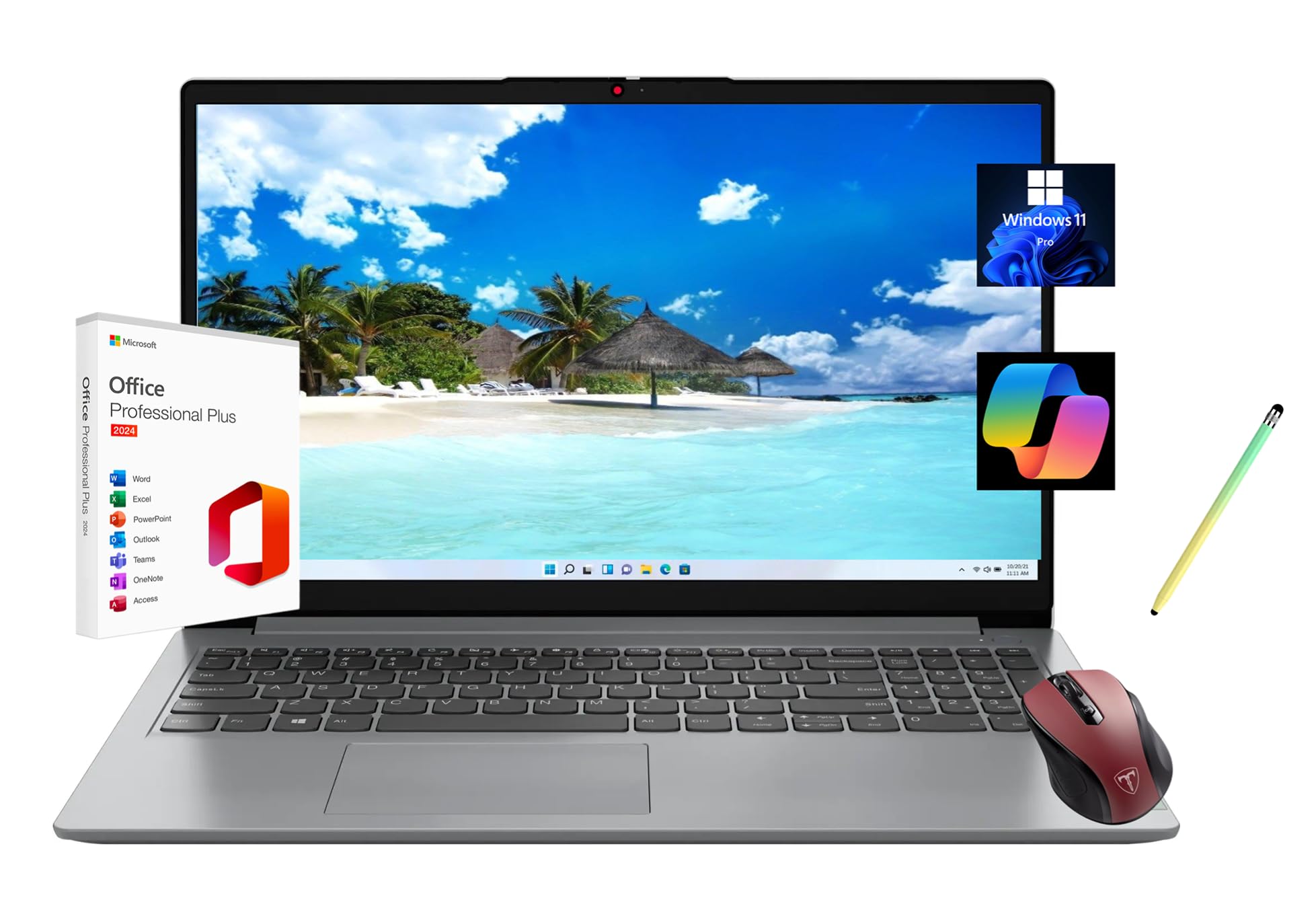 Lenovo Ideapad 1i 15.6" FHD Touchscreen Laptop, with Free Lifetime Microsoft Office 2024, Intel Core i3-1215U, 12GB RAM, 256GB SSD, Windows 11 Pro,