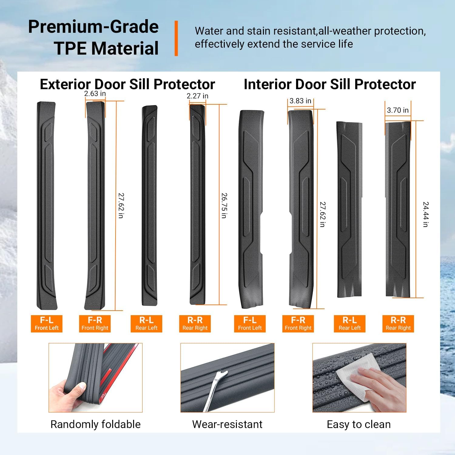 powoq 8Pcs Door Sill Protectors Compatible with 2022-2026 Toyota Tundra Door Sill Guard Threshold Protector Entry Guard Replacement for 2022-2026 Toyota Tundra Accessories