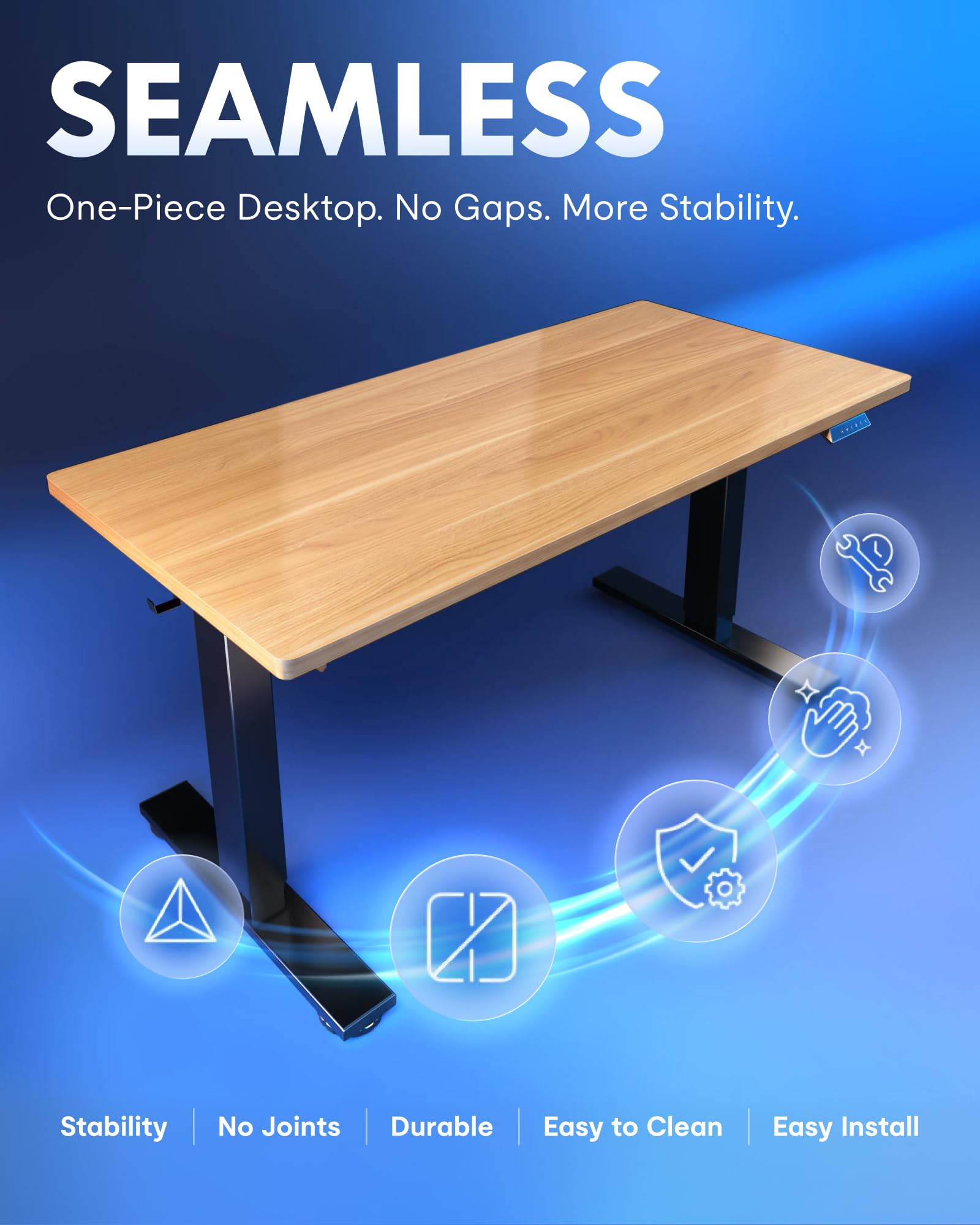 FLEXISPOT EN1 One-Piece Standing Desk, Electric Adjustable with 4 Memory Presets, 176 LBS Capacity, Stable & Quiet, Seamless Desktop for Home Office & Dual Monitors, 40"x24" Maple view 3
