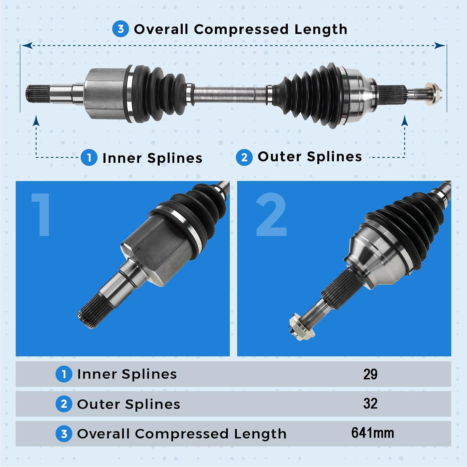 Front Left Driver Side CV Axle Shaft Assembly for 2007-2010 Chrysler Sebring for 2009-2019 Dodge Journey 3.5L V6