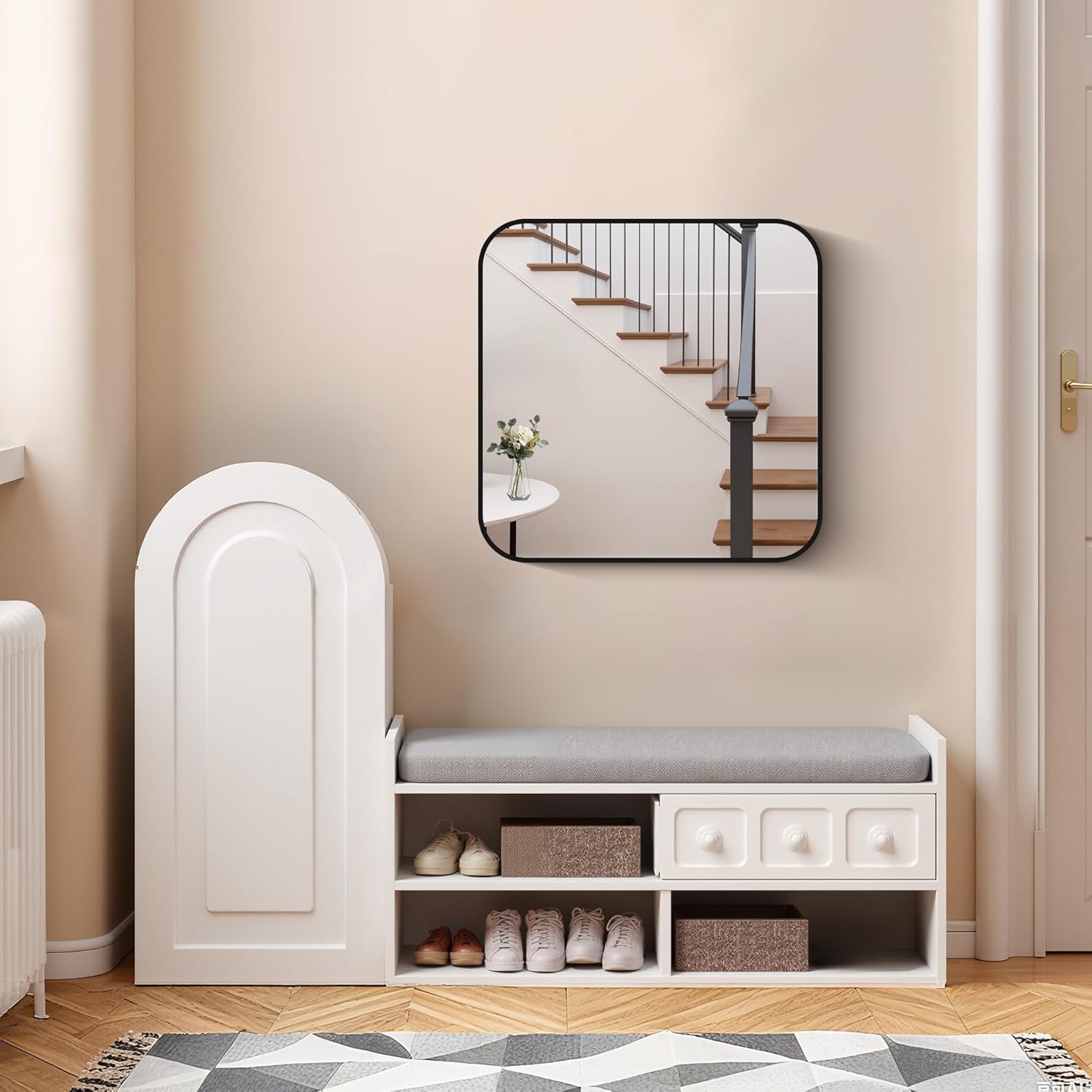 FORBATH Bathroom Mirror for Over Sink 24x24 Inch Black, Square Wall Mirror with Metal Frame, Rounded Corners for Bathroom, Bedroom, Entryway Décor Black 24"L x 24"W