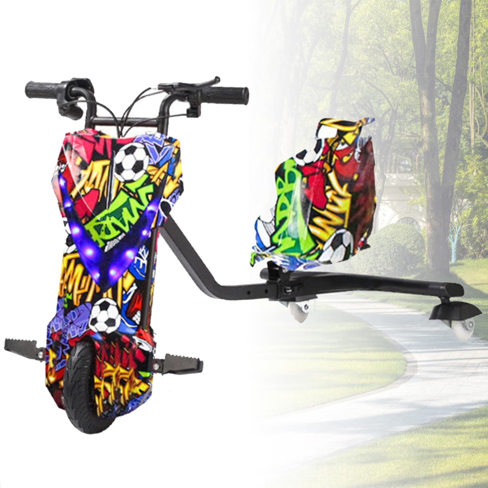 Drift Scooter Drifter Triciclo Triciclo Trike Trike, Trike Drift Kart para NiñOs, Rueda Trasera con Luz Triciclos Juguetes, Crazy Cart Drifter para A Partir De 8 AñOs 6.5IN-M