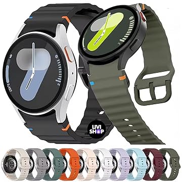 Pulseira Compatível com Samsung Galaxy Watch 4, 5, 6, 7 e FE Galaxy Watch 7 40 e 44 mm Silicone Premium Fivela Metal