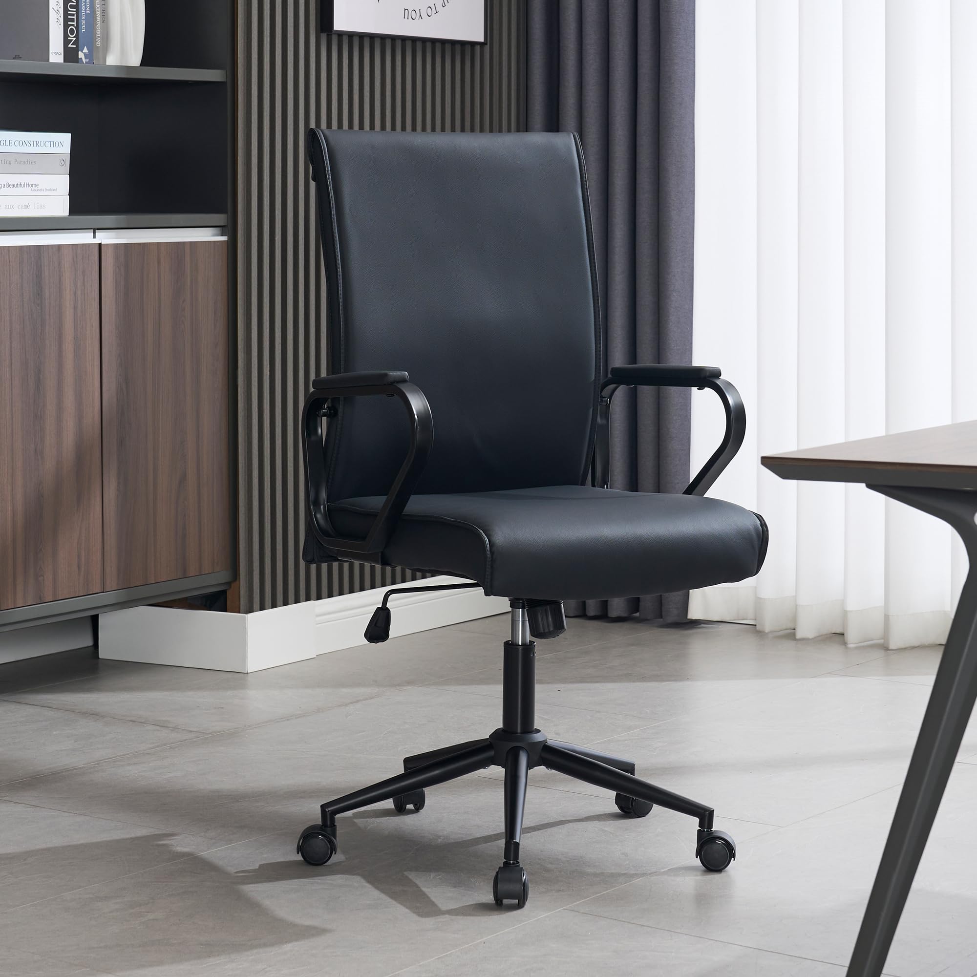 Okeysen Office Desk Chair, Ergonomic Leather Modern Conference Room Chairs, Executive Height Adjustable Swivel Rolling Chair for Home Office.