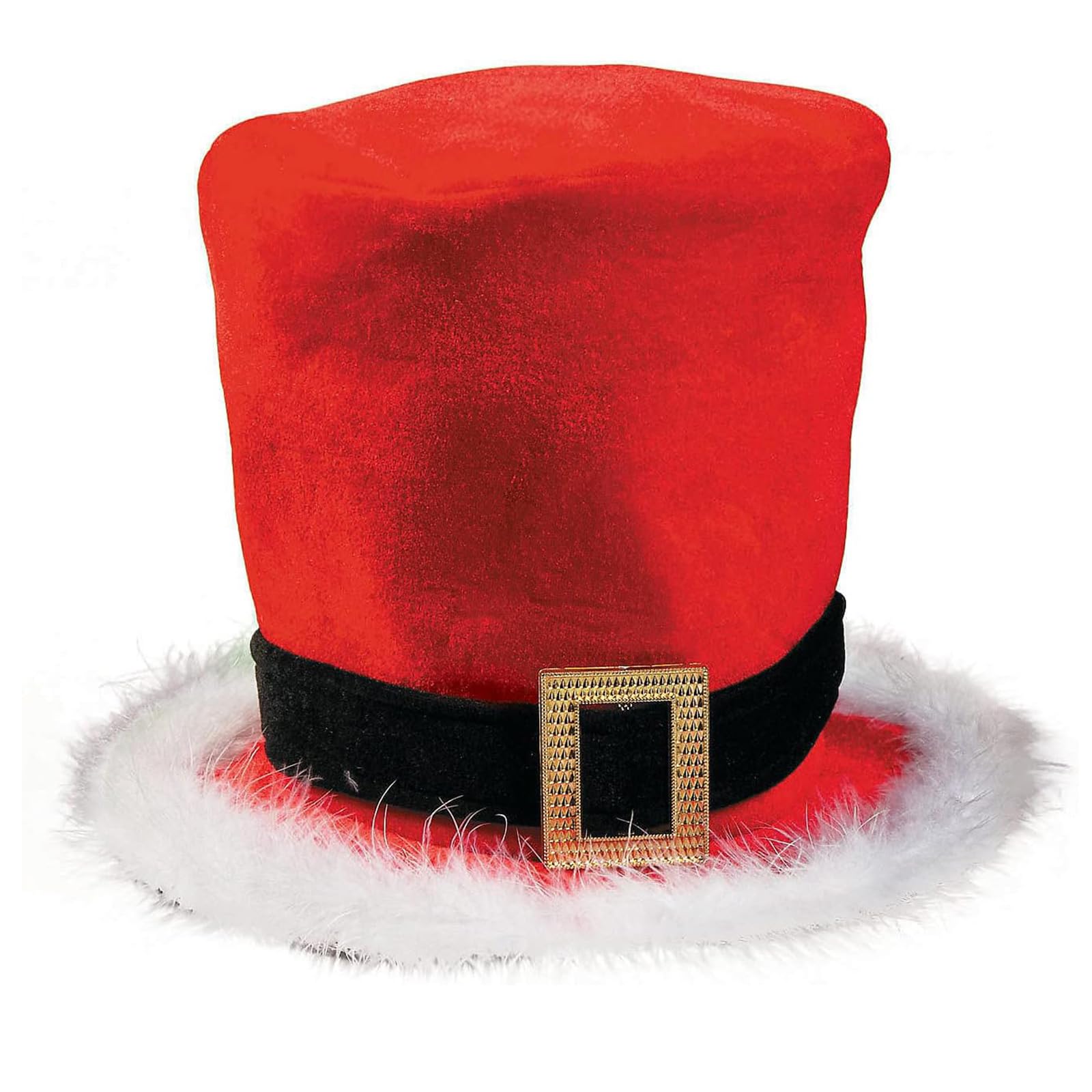 Elnwnnkc Christmas Santa Hat Thicken Plush Top Hat White Furry Brim for Christmas Parties Dress Up Cosplay Top Dark Red
