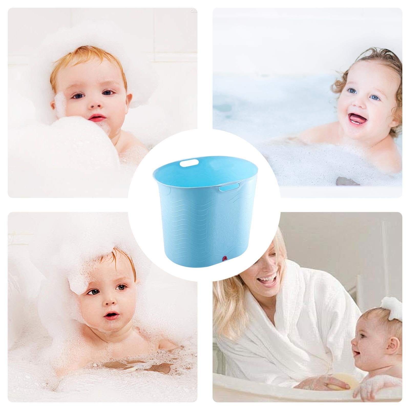 Kinderbadewanne Tragbarer Badeeimer, Mobiler Badezuber, Zubehör, Badartikel | Spa-Erlebnis für daheim, unterwegs oder im Urlaub für Babybadezeit, Kinderbadewanne, rutschfeste Kleinkindwanne, Baby-