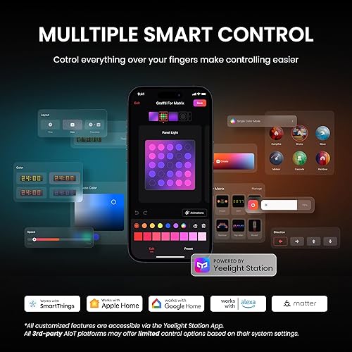 Miniatura 4 de YEELIGHT Lámpara de ambiente de mesa inteligente cubo, luz de panel, opción de 16 millones de colores, direccionable individual RGBIC, iluminación