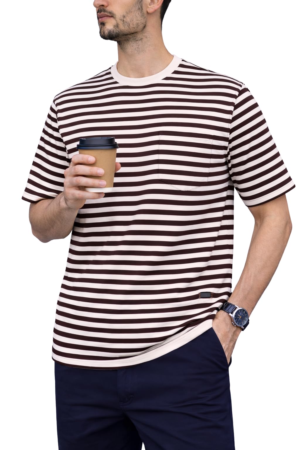 Mack JonneyMen Cotton Striped T-Shirt | Regular Fit | Half Sleeve | Casual Round Neck Tee-MJ-156-image-20
