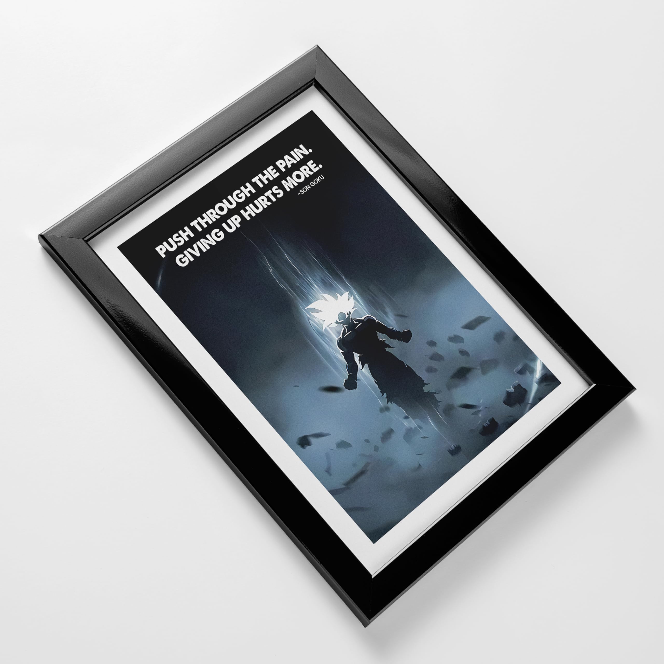 MODERN GALLERY MART Anime Frame – A4 Size (8.3 x 11.7 inch) – Anime Quotes Framed – Motivational & Aesthetic Wall Art for Bedroom, Living Room, Office, and Gift Purposes (Son Goku)