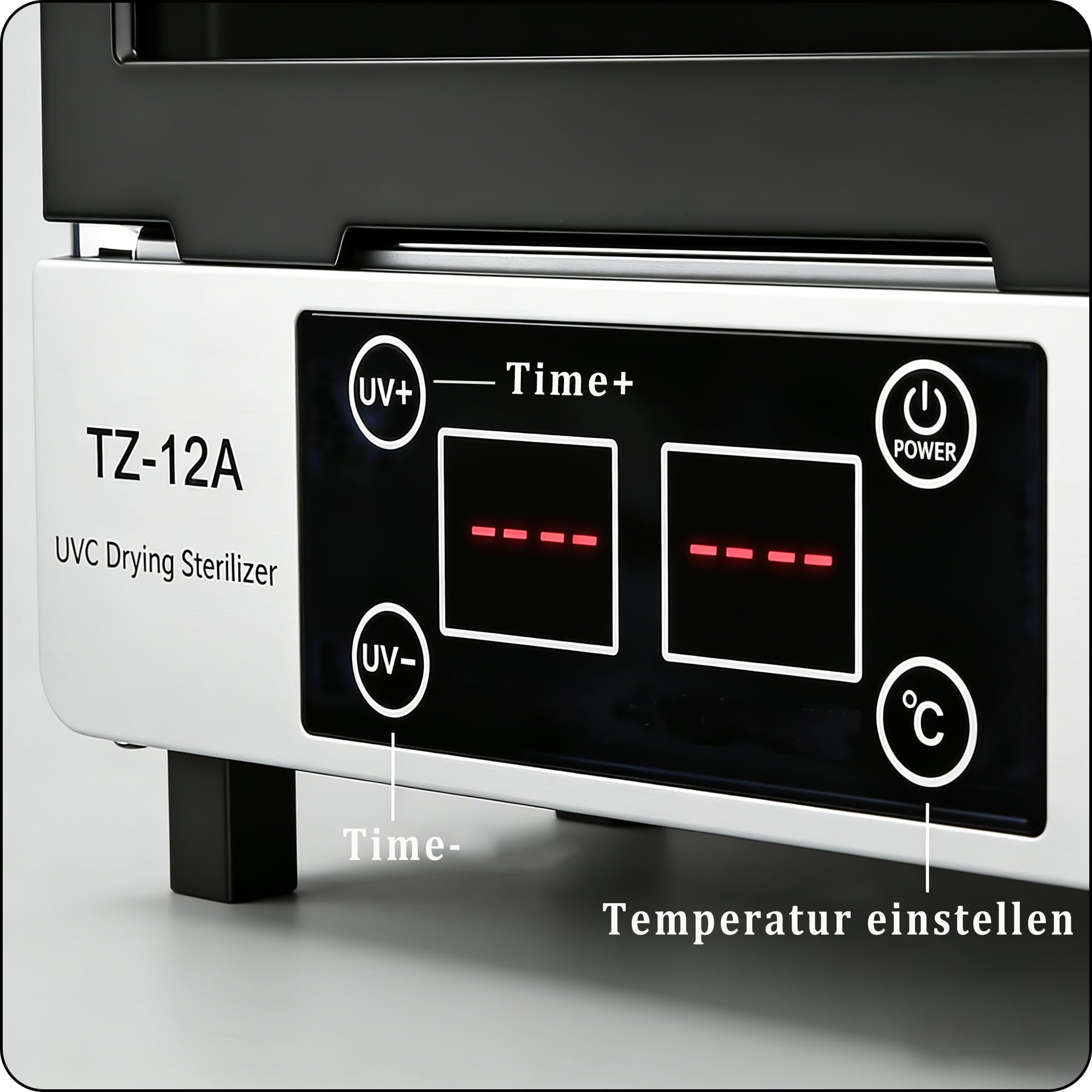 UV-C Nagelstudio Sterilisator & Trockner, UV-C 254nm + Heißlufttrocknung 45-80°C, 0-60Min Digital Timer, Edelstahl Desinfektionsschrank für Nagelzubehör, Friseur, Kosmetikstudio