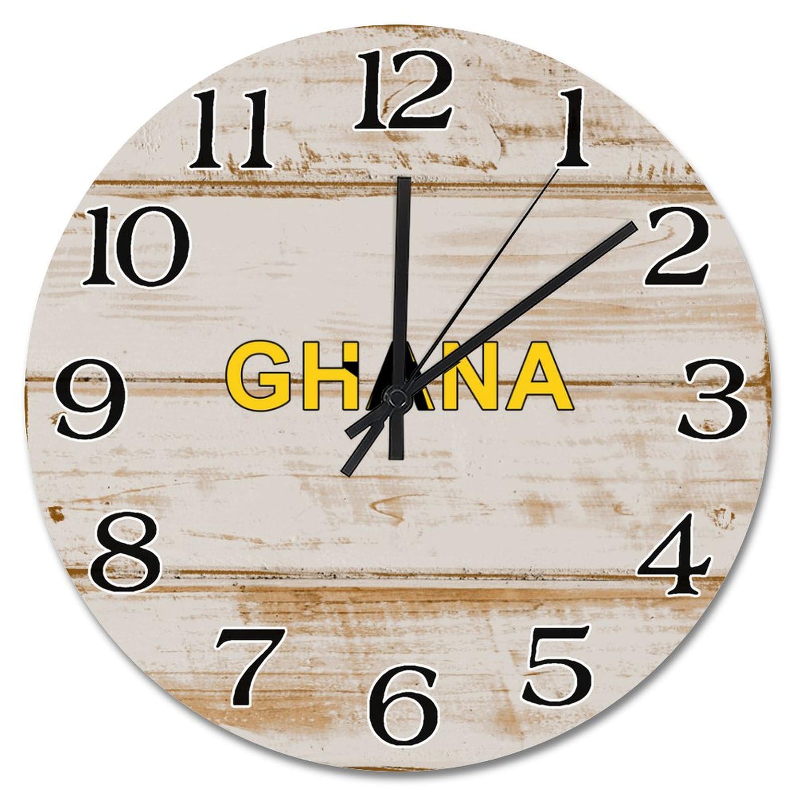 Horloge murale Ghana en bois de 30,5 cm pour salon et chambre
