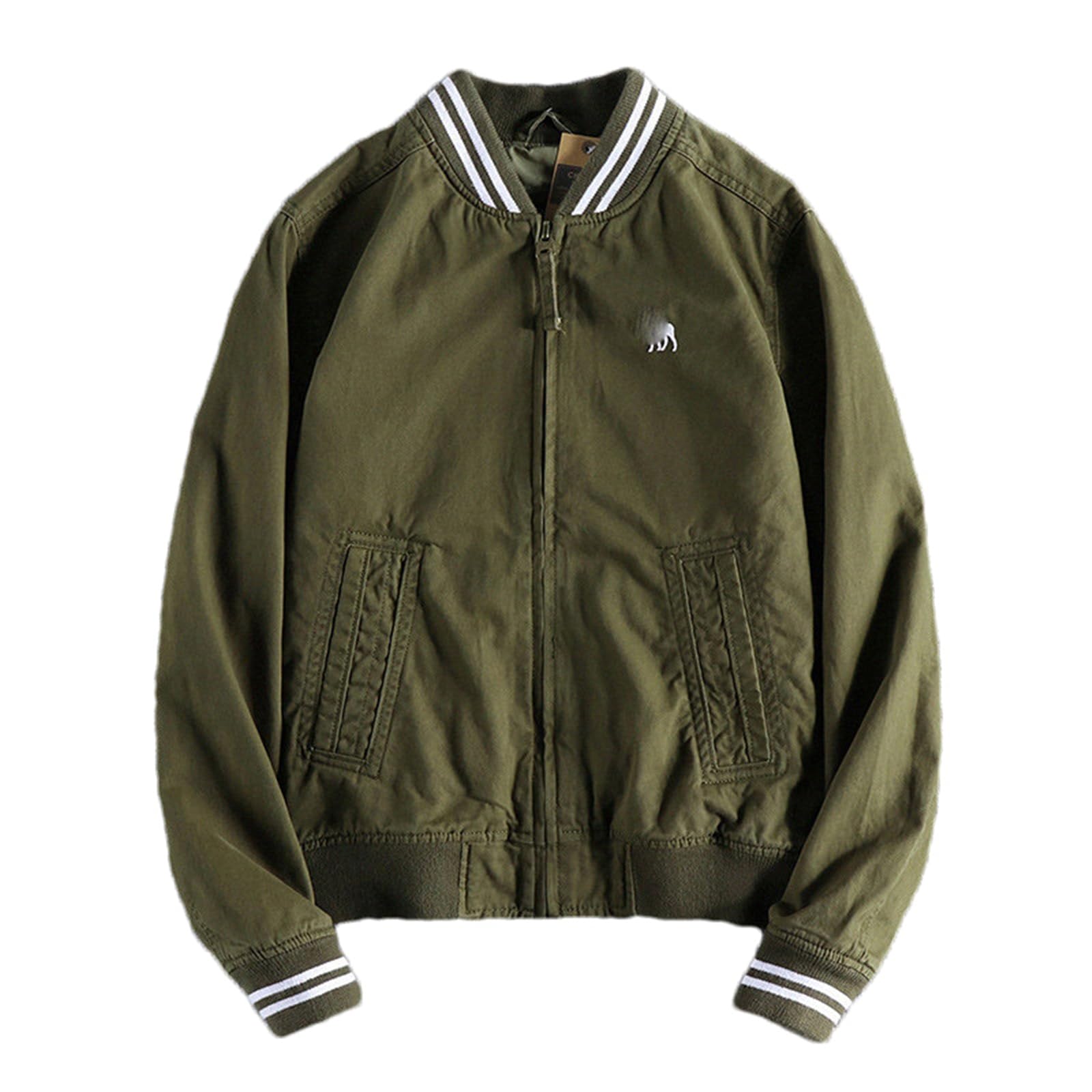 Męska kurtka bomberka Camo Varsity haftowana kurtka baseballowa z zamkiem błyskawicznym slim fit wiosenny jesienny płaszcz