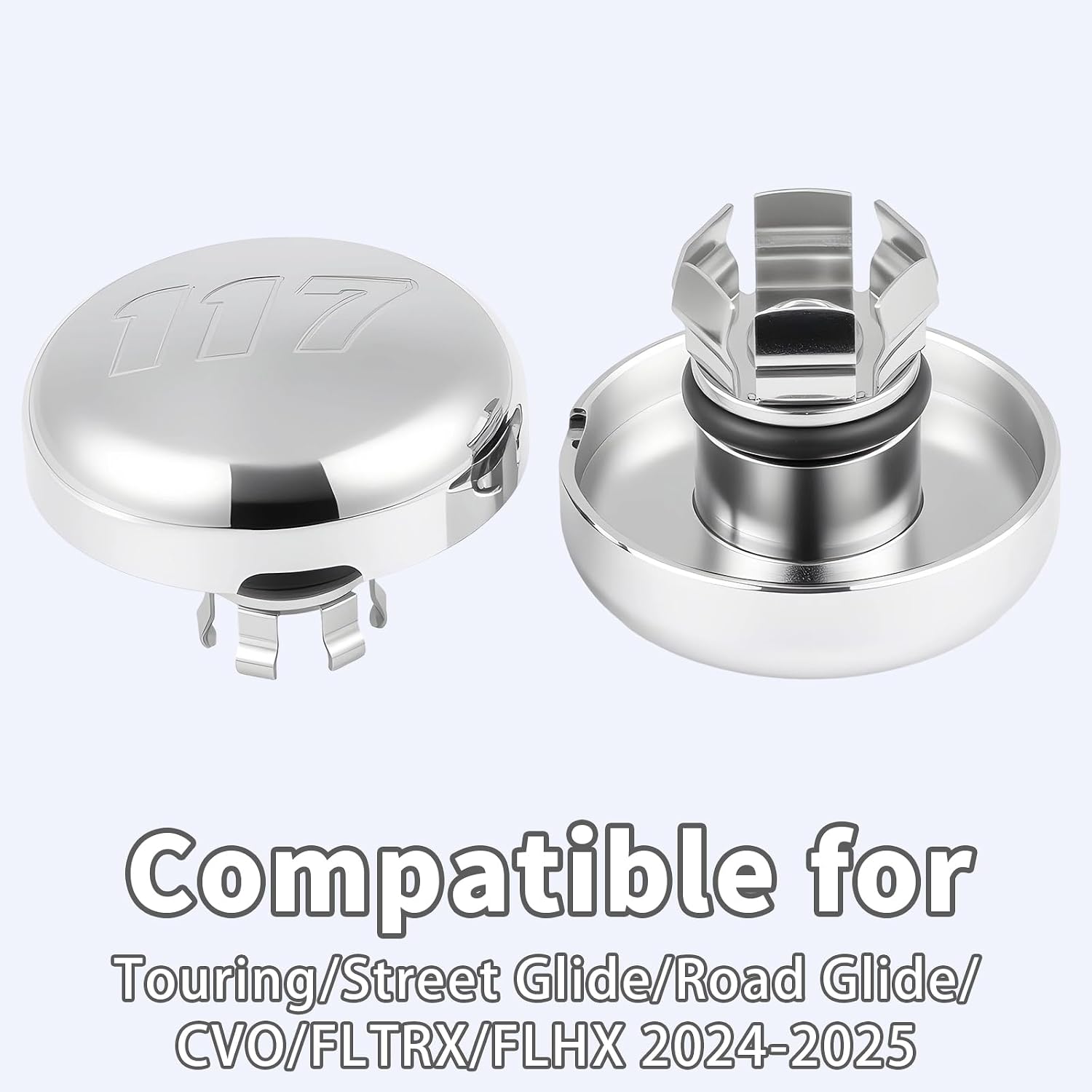 Front Axle Nut Covers/Caps for Harley Touring 2023.5-2026 Street Road Glide CVO FLHXSE, FLTRXSE, FLHX, FLTRX, FLTRXSTSE (Chrome 117)