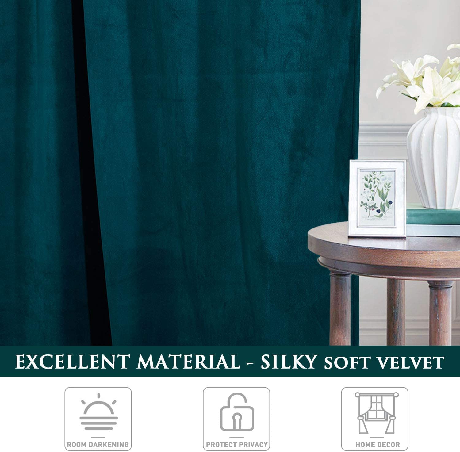 aeTHEric Velvet Curtains Light Blocking Velvet Curtain Panels Privacy Eyelet Panels Drapes for Bedroom/Sliding Glassfor Living Room Bedroom Kitchen 10 feet 2 pc 2