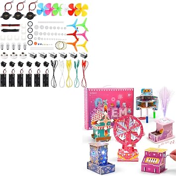 Sntieecr 6 Set 131 PCS DC Motors Kit and 6-in-1 Stem Kits for Kids
