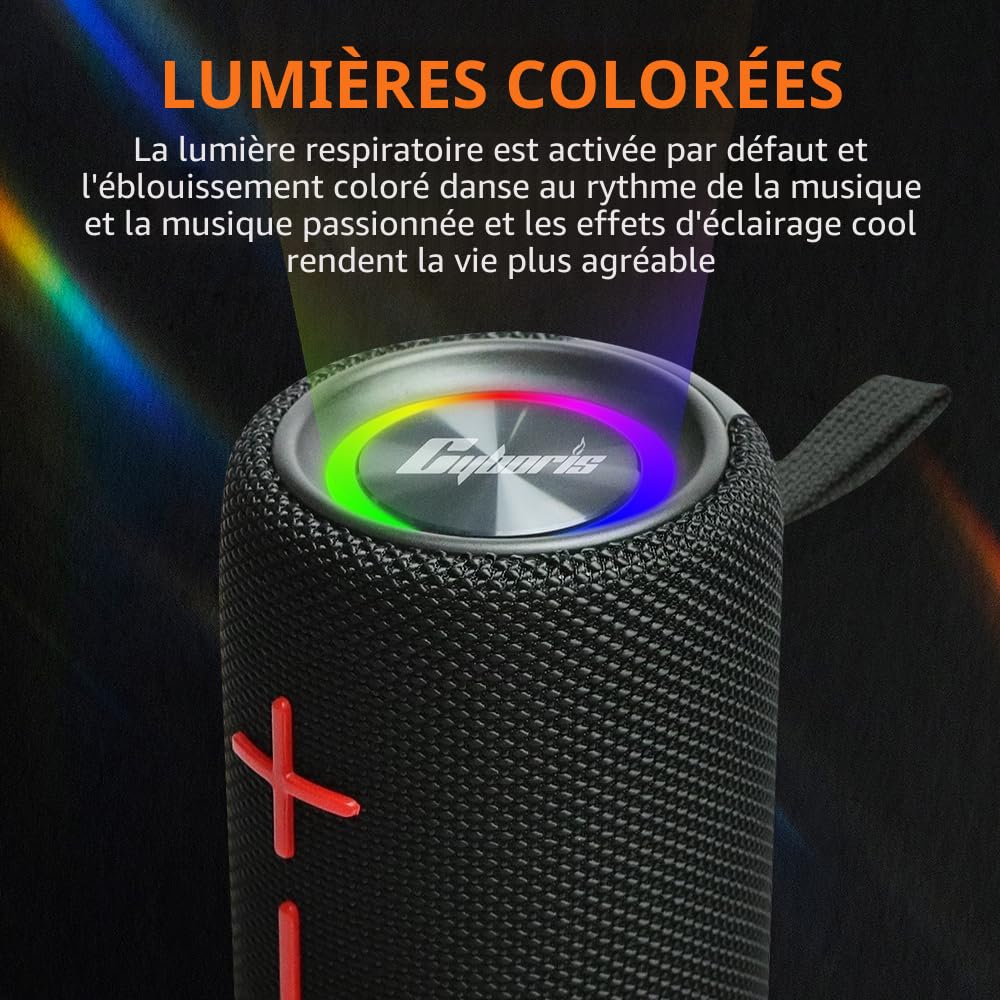 CYBORIS Enceinte Bluetooth puissante 5.3, portable 2-en-1 double, 20W de son puissant, 24h d'autonomie, son surround 360° séparable, appairage TWS,étanche IPX6, pour l'extérieur/La Fête/Voyage/Soirées