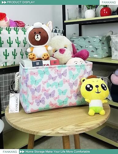 Miniatura 4 de FANKANG - Cesta rectangular de tela con estampado de dinosaurios para almacenamiento de guardería, cesta de almacenamiento, bolsa de libros, cestas