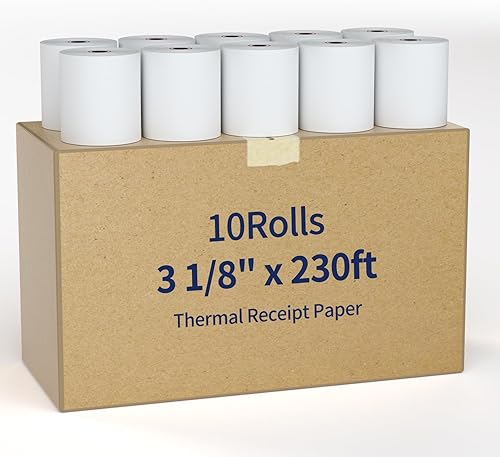 (10 rollos) NefLaca - Papel térmico de recibo de 3 18 x 230, 10 rollos de papel de recibo registrador POS, sin BPA