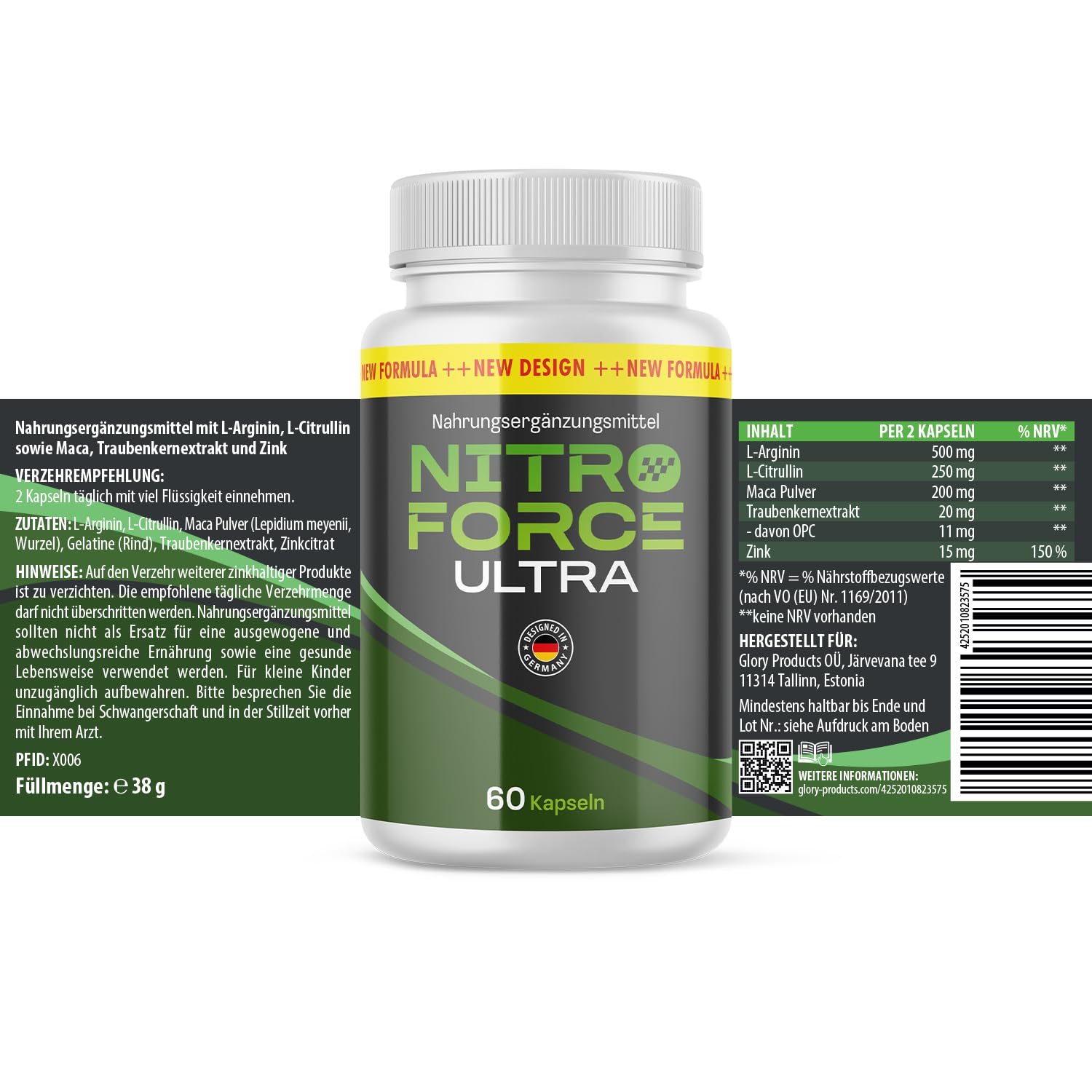 Nitro Force Ultra Kapseln | Mit L-Arginin & L-Citrullin | 60 Kapseln