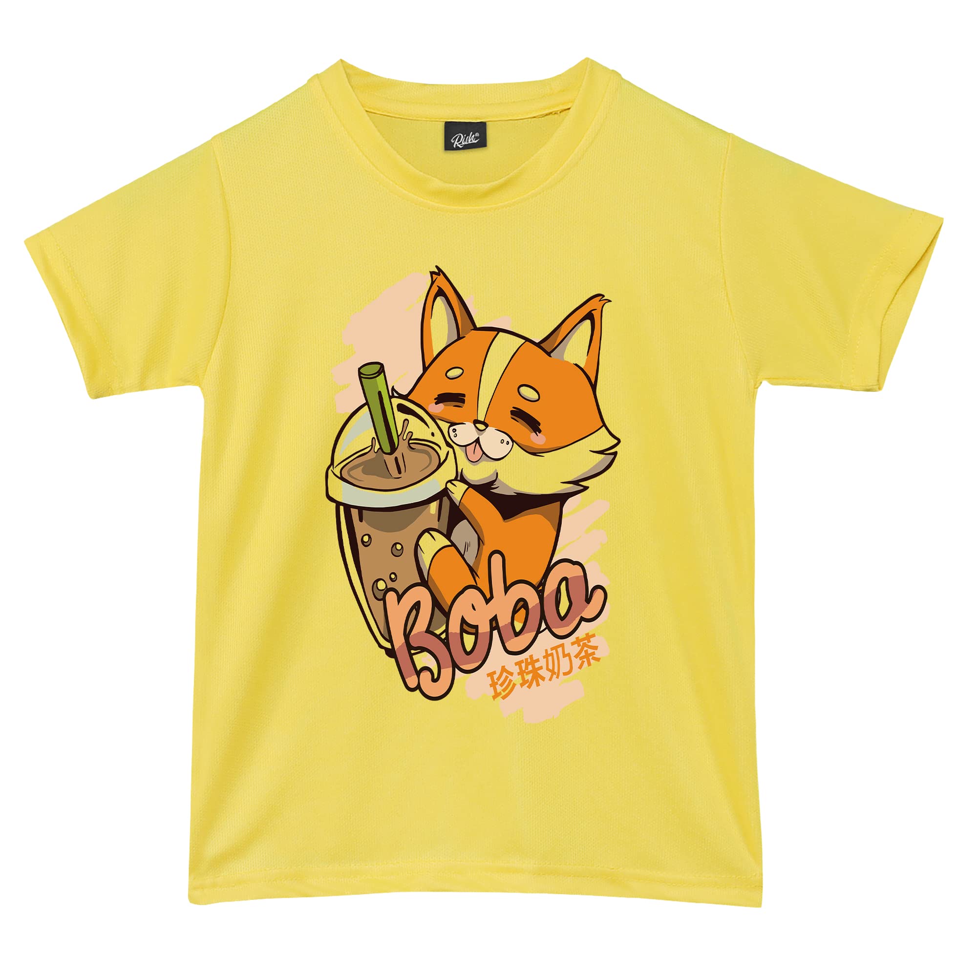 RISHTshirt for Boys and Kids | Super Soft Quick Dry Fit Fabric Corgi Buble Tea Printed Casuals