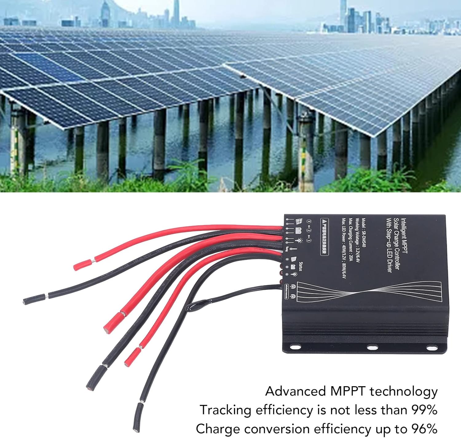 Topyond MPPT Solar Recharge Controller 3.2V 6.4V 20A Solar Panel Controller Solar Bateria Inverter IP67 Waterproof Solar Panel Battery Regulator with Led Driver, default, defult