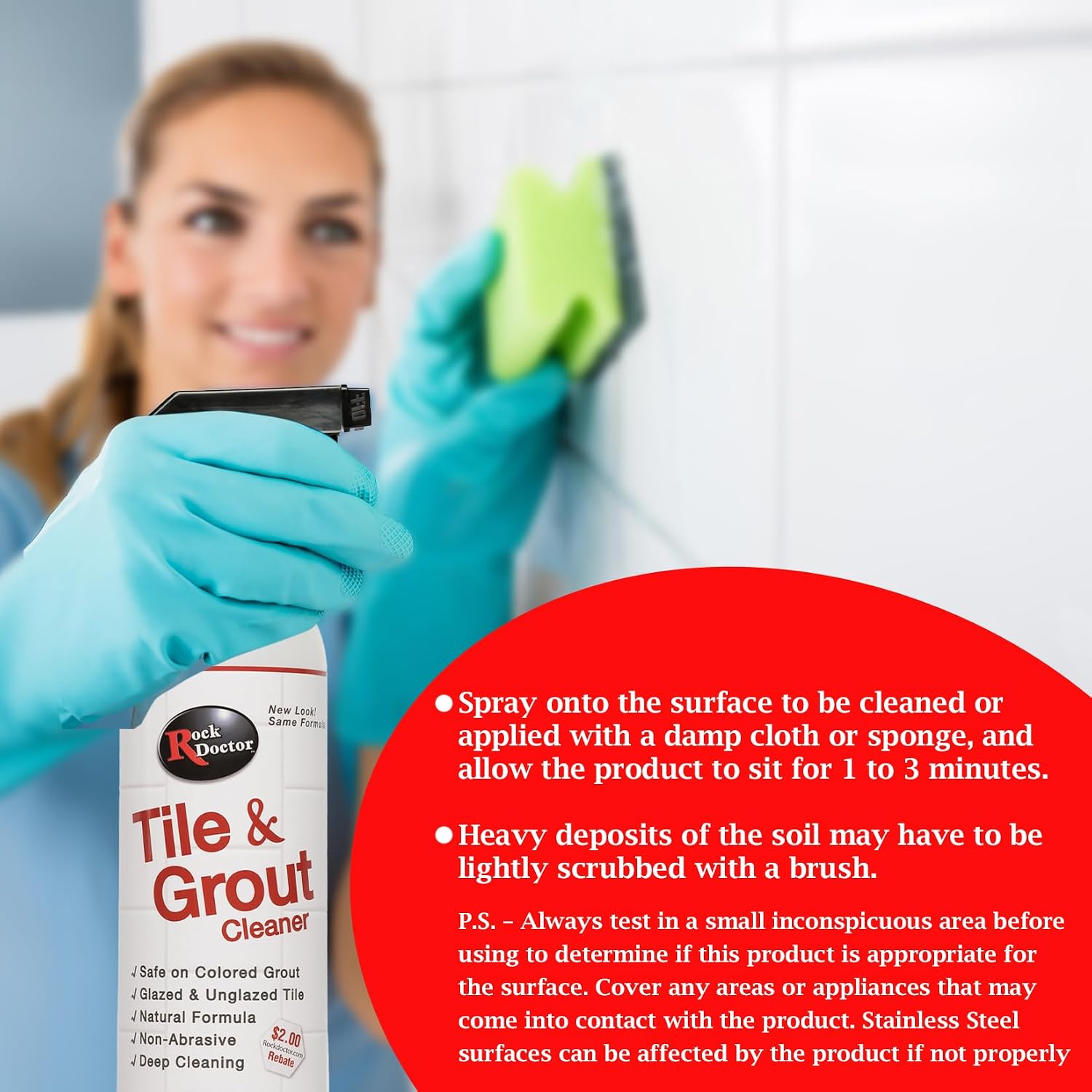 Rock Doctor Natural Tile Grout Cleaner Heavy Duty Non-Abrasive Spray, 24 Fl Oz image 4