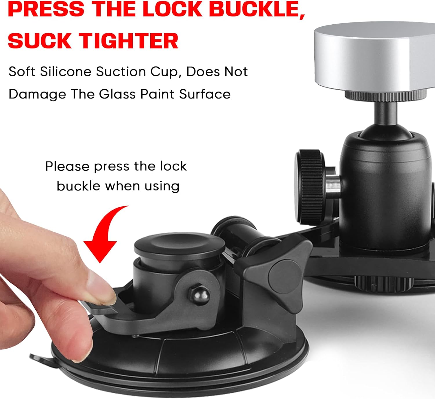 Equipped with A 1/4 Inch Star Chain Mini Tripod Adapter, 360 ° Rotatable Ball Head Mounting Adapter, Star Chain Mini Sunroof Suction Cup Bracket, Installed On Car Windows, Sunroof, and Roof