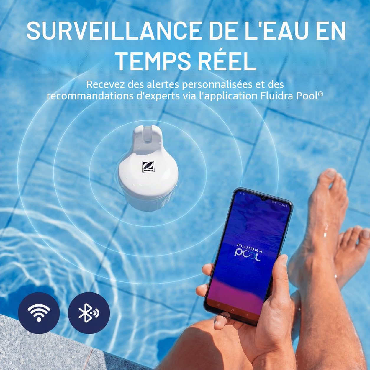 Zodiac Blue Connect Silver WA000099 - Analizador Inteligente para Piscinas y Spas de Agua Dulce. Medidor pH, cloro, temperatura. Compatible con Cloro y Bromo. Sistema para Smartphone App Fluidra Pool