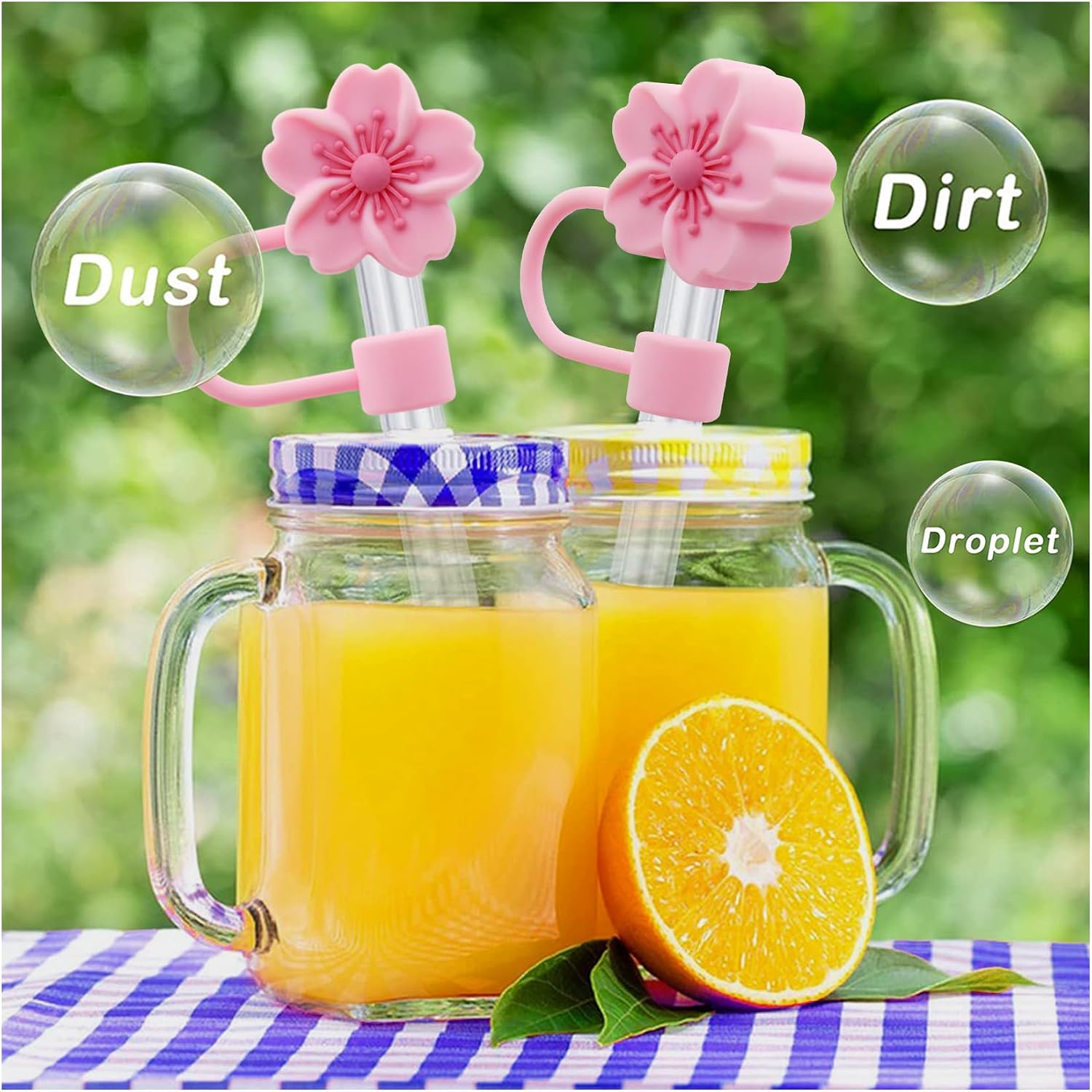 3pcs Cherry Blossom Silicone Straw Cover Cap for Stanley Cup,Straw Topper 10 mm 0.4 in Reusable Straw Tips Lids,Flower Straw Tip Covers Gift for Party Decor image 2