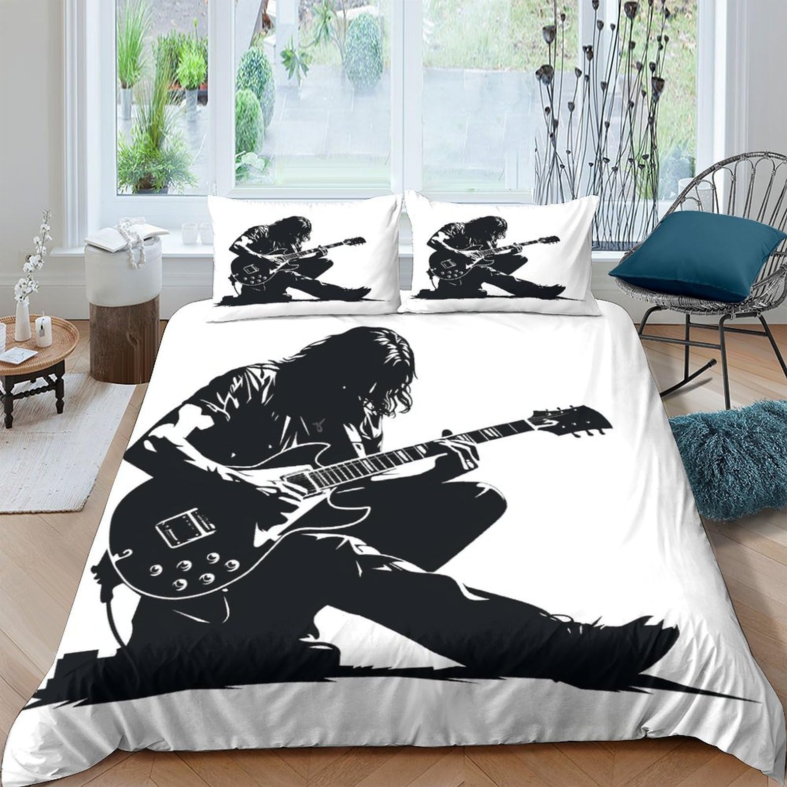 Parure de lit Guitar Player 200x200 avec housse de couette 3D et sa taie